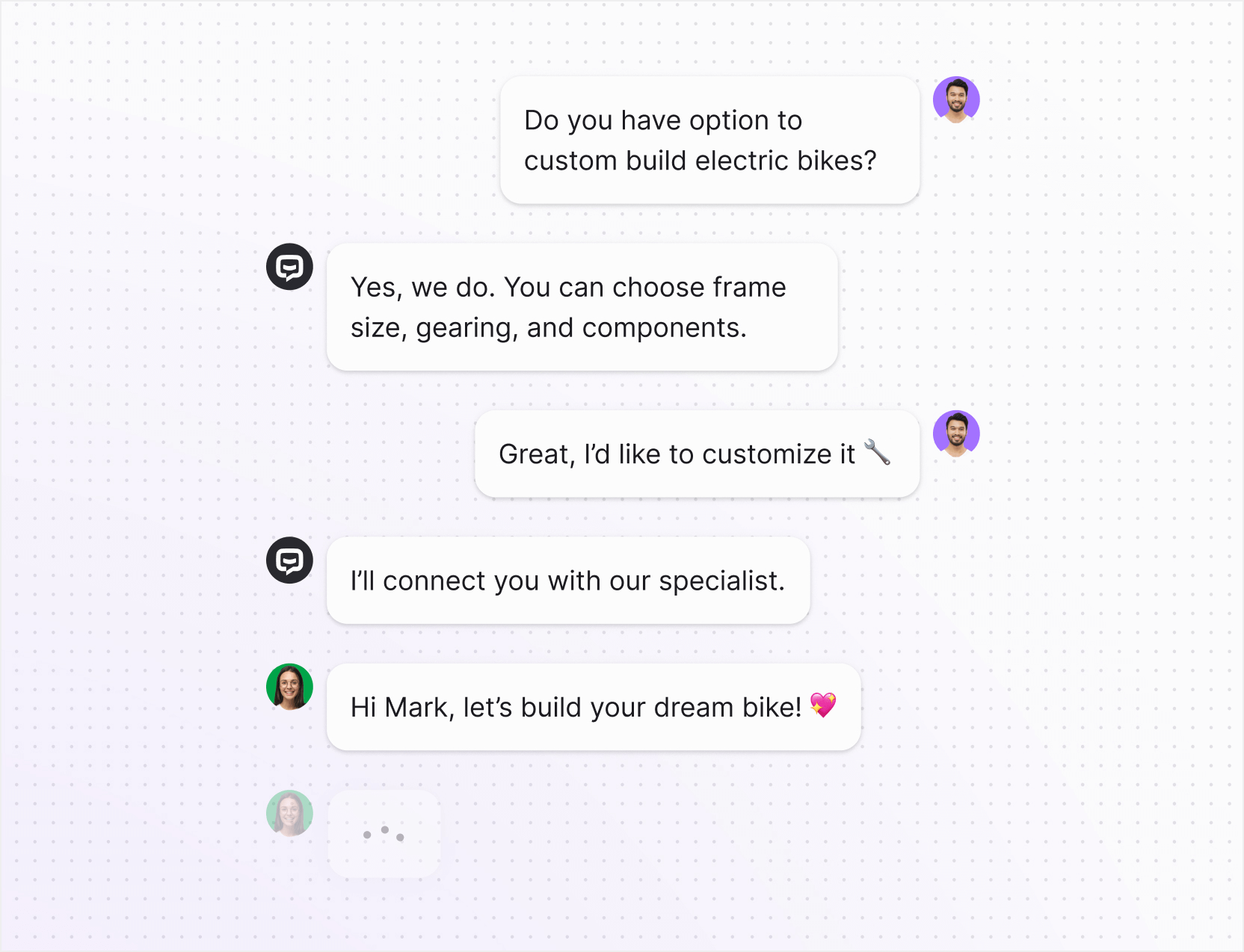 AI agent in Text App for saas