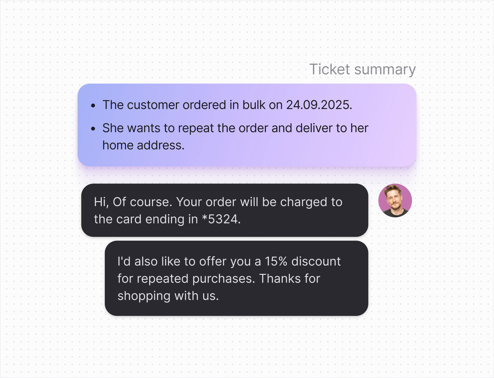 AI help desk in Text App for saas