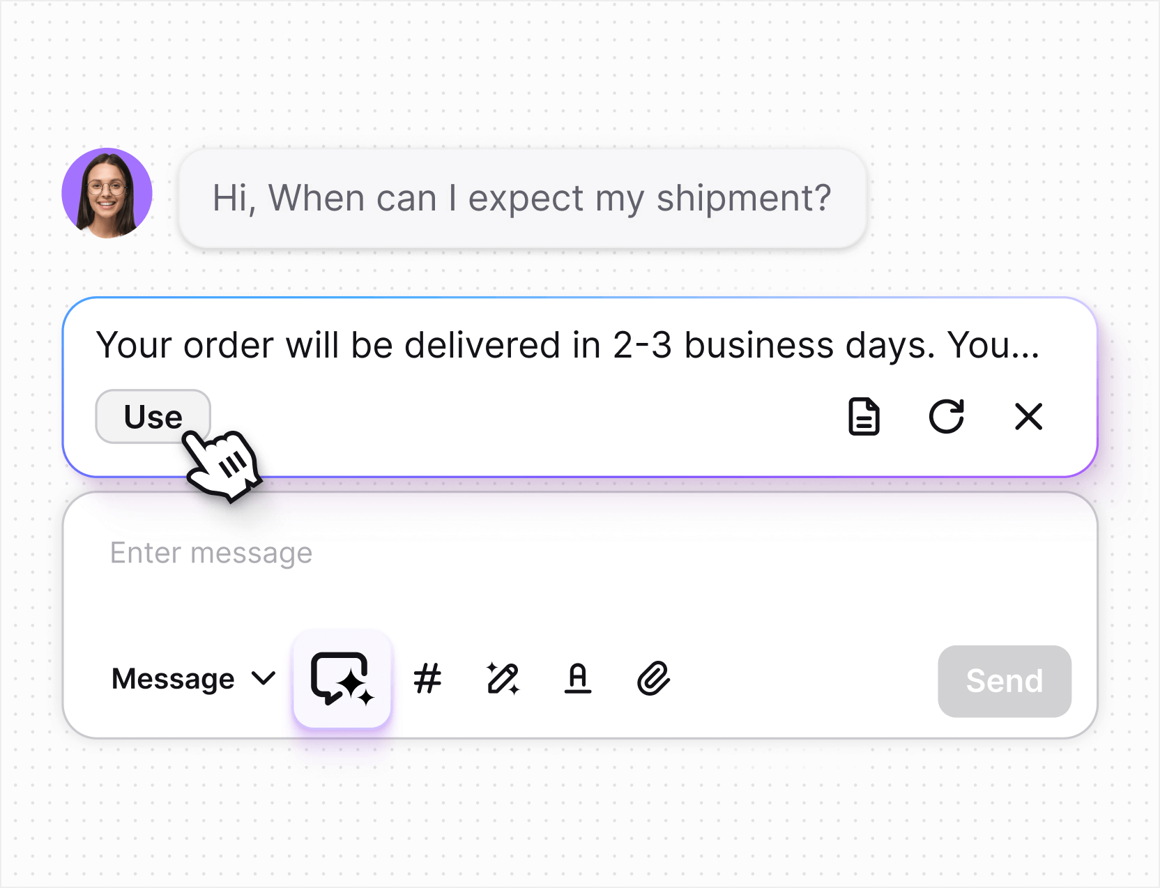 AI live chat in Text App for hr